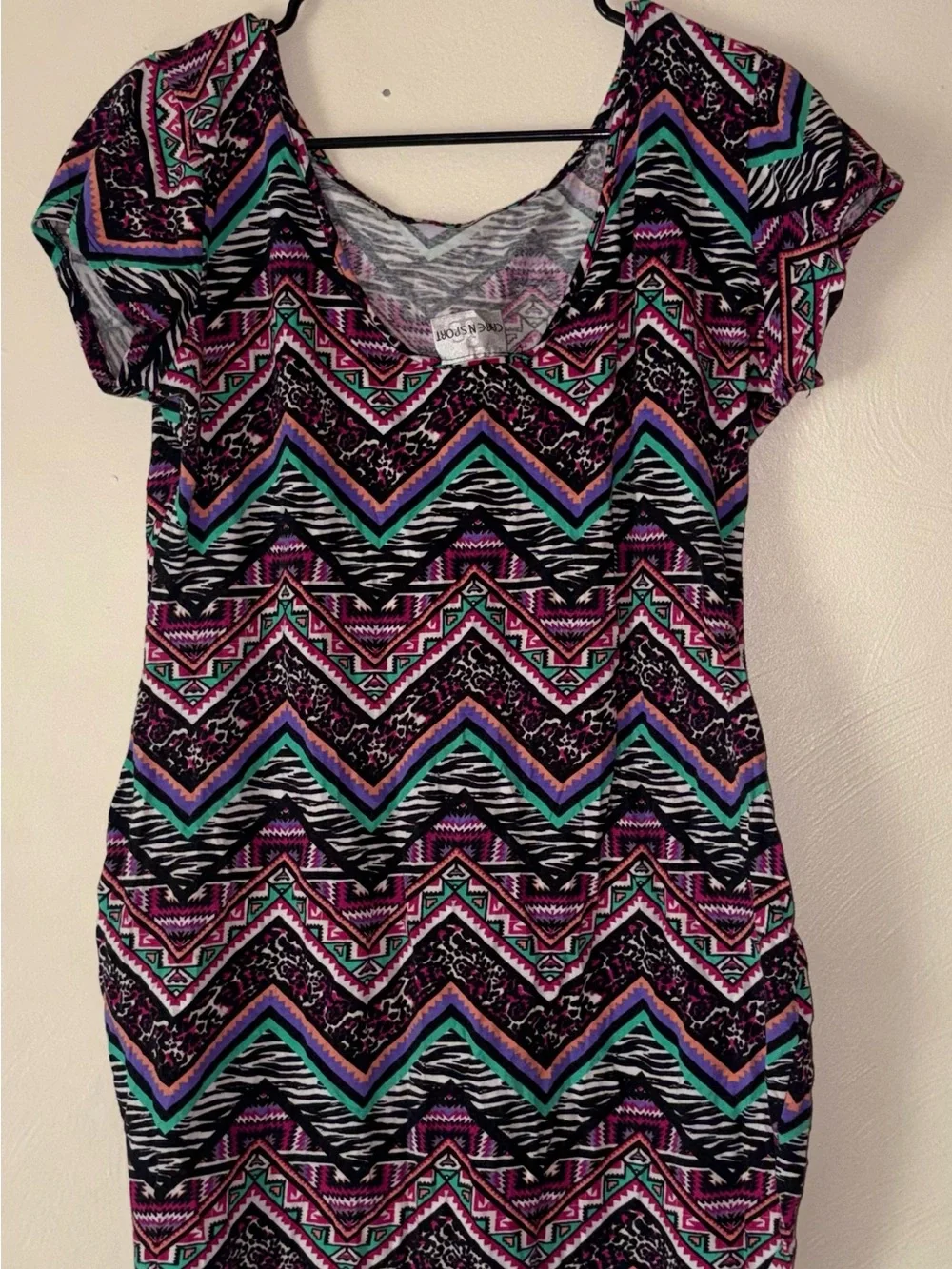 Caren Sport Black Multicolor Chevron Mini Dress